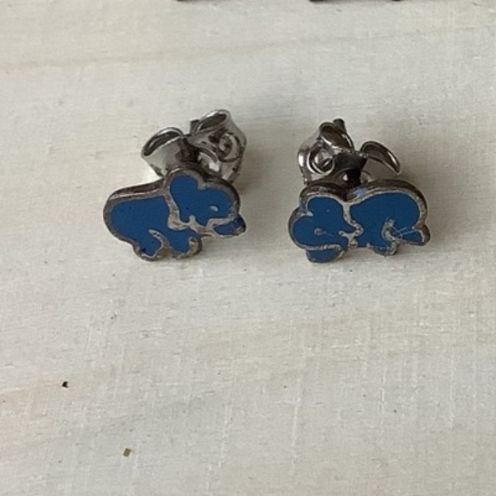NEW vintage Elephant Mexican Silver & Turquoise enamel earrings